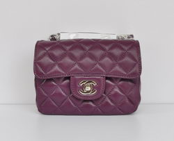 AAA Chanel Classic Purple Lambskin Silver Chain Quilted Flap Bag 1115 Fake